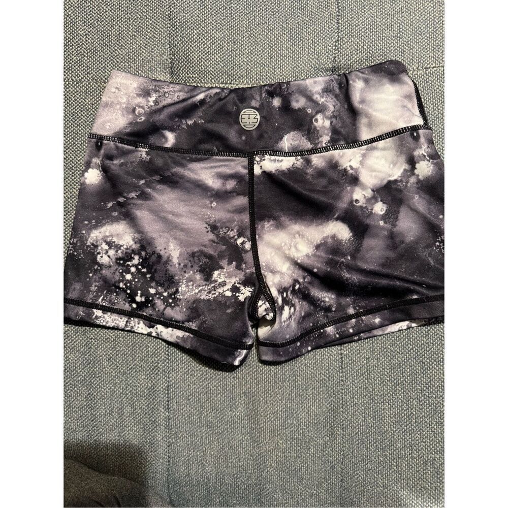 IAB MFG Athletic 2.0 Booty Shorts in Black/White Galaxy/Splatter Print Size 4/XS - Picture 6 of 6